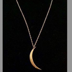 Jennifer Zeuner Gold Vermeil Diamond Detail Moon Charm Pendant